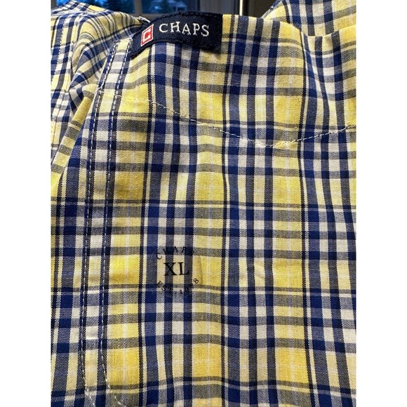 Chaps Easy Care Yellow Plaid Button Down‎ Shirt - Short Sleeve - XL, NWOT - Picture 5 of 5